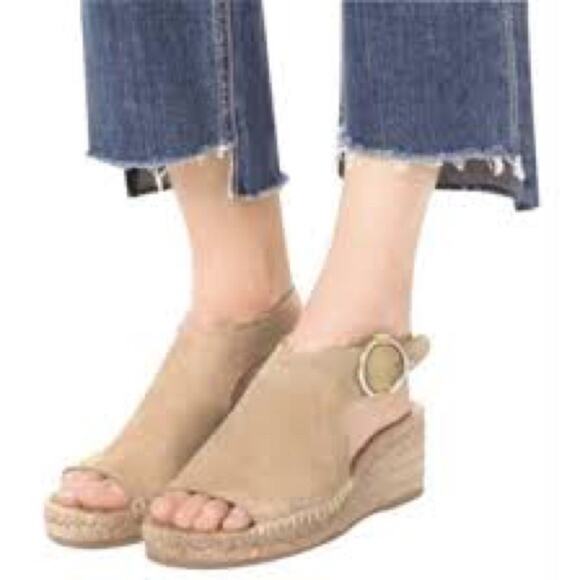 Rag & Bone Calla Tan Sand Suede Wedge Espadrille Sandals Size 8 (38) - Picture 3 of 16